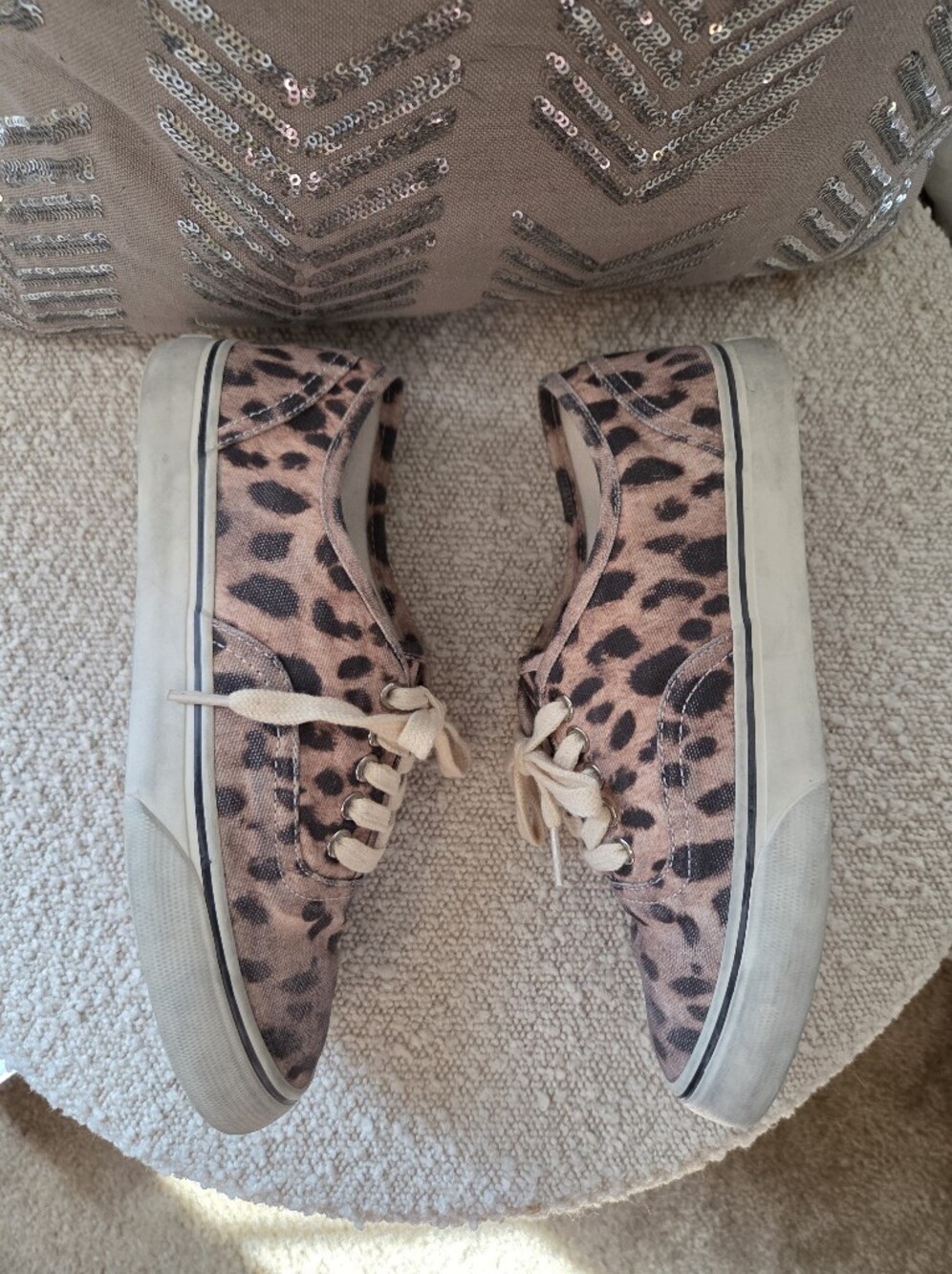 Re/Done Faded Leopard Print Canvas Sneakers 70s Skate Shoe 39 NEW